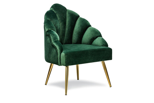 Fauteuil retro en métal et velours vert