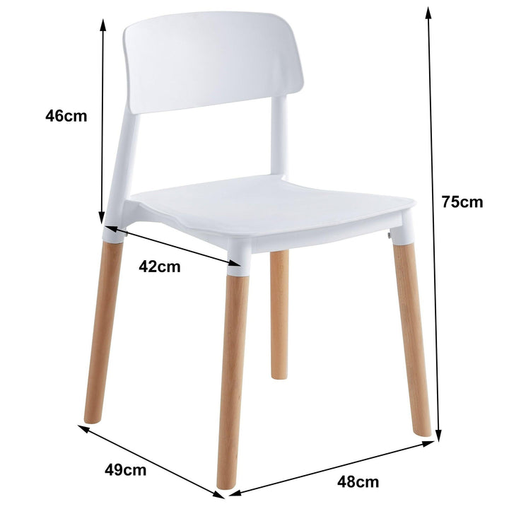 Lot de 4 chaises scandinaves en bois et polypropylène blanc