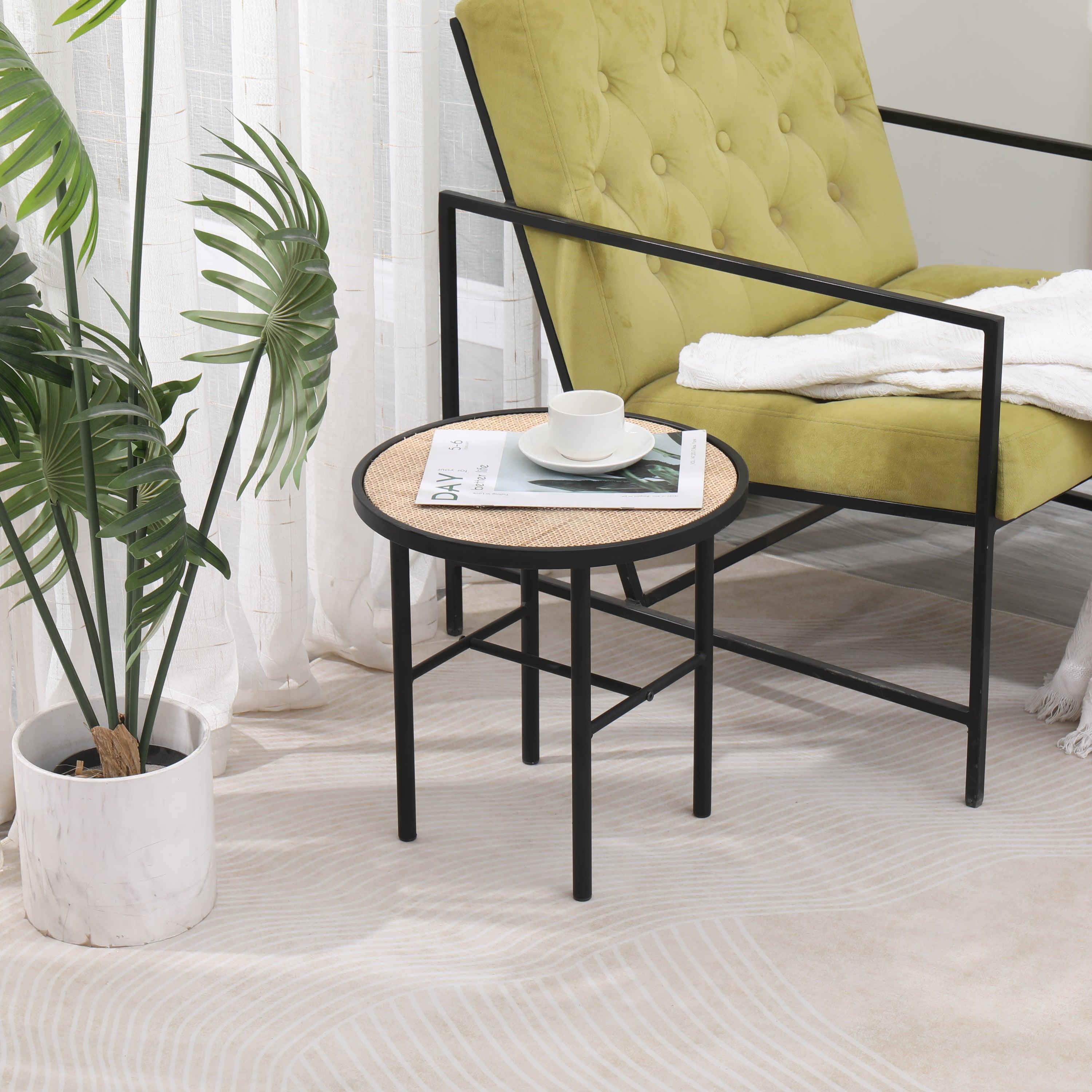 Stolik pomocniczy z metalu i drewna