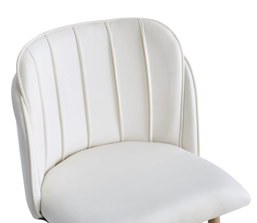 Lot de 2 chaises en métal effet bois et tissu beige