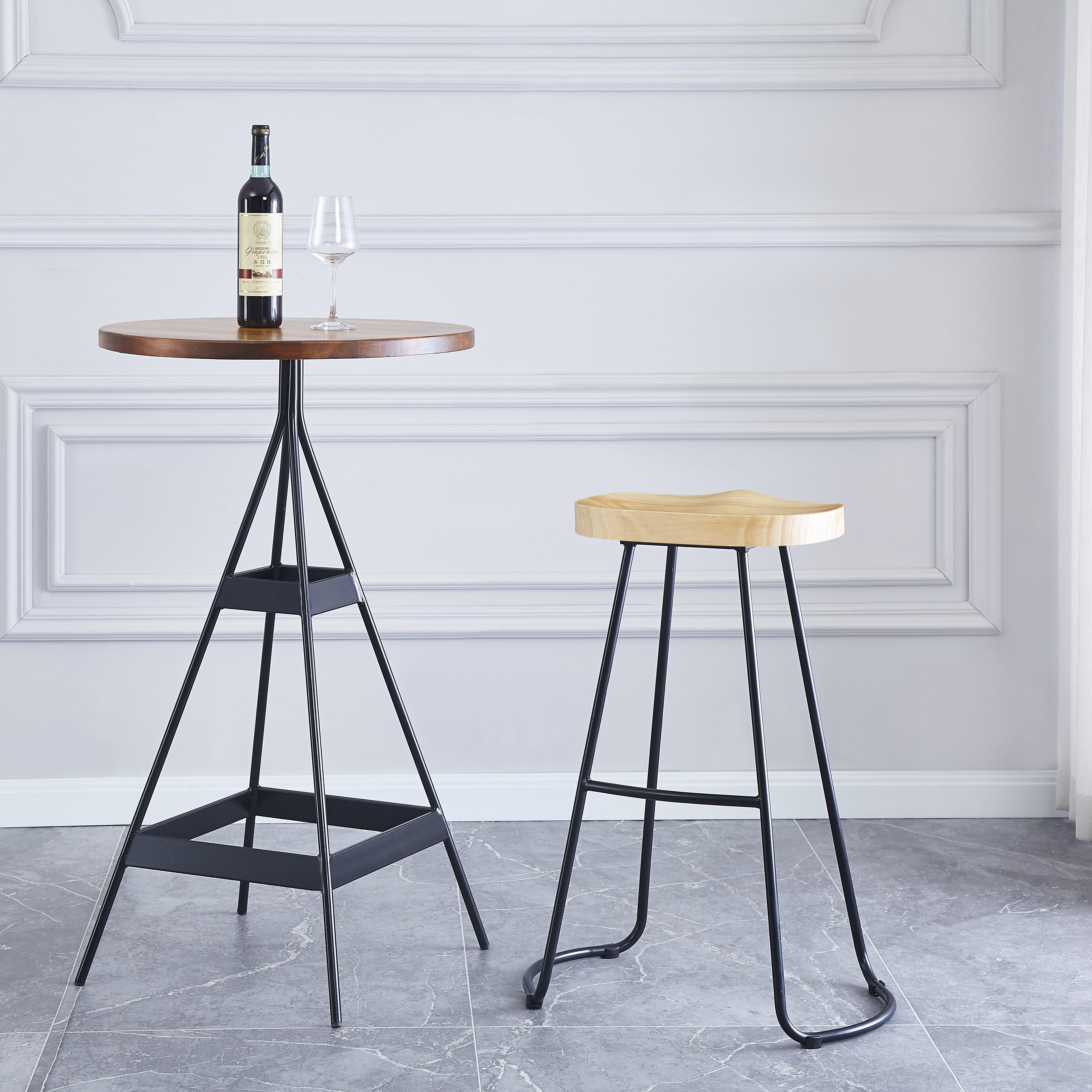 Zestaw 2 stołków barowych z metalu i naturalnego drewna jesionowego