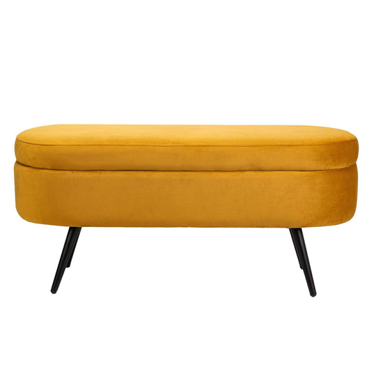 Banc en métal et velours jaune moutarde
