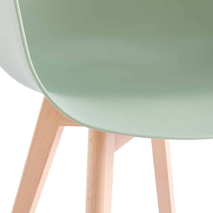 Lot de 4 chaises scandinaves en bois et polypropylène vert menthe